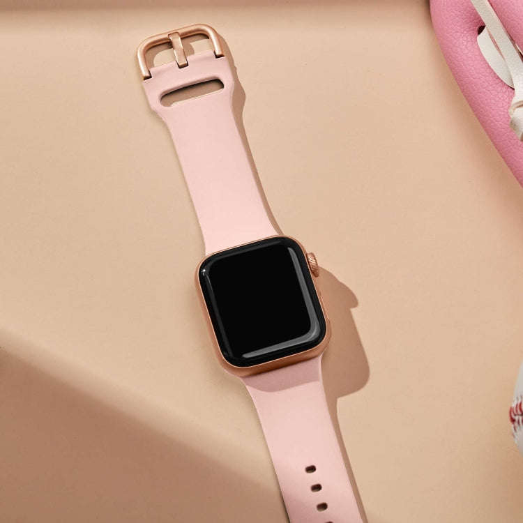 For Apple Watch SE 2022 40mm Pin Buckle Silicone Watch Band(Pink)