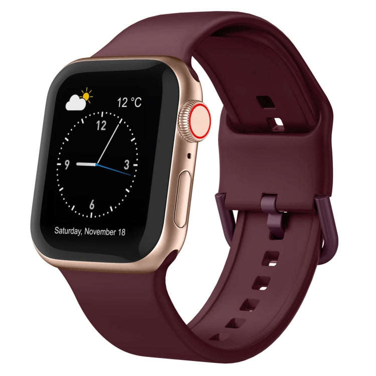 For Apple Watch SE 2022 40mm Pin Buckle Silicone Watch Band(Wine Red)