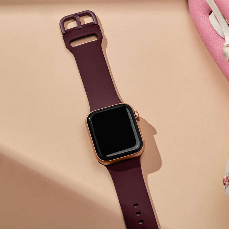 For Apple Watch SE 2022 40mm Pin Buckle Silicone Watch Band(Wine Red)