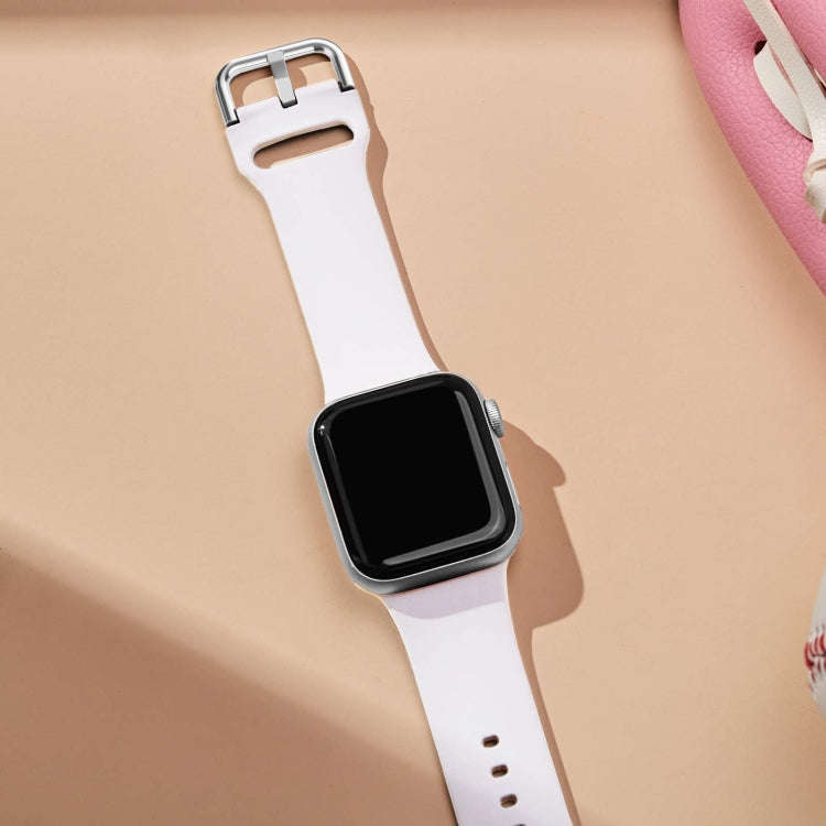 For Apple Watch SE 2022 44mm Pin Buckle Silicone Watch Band(White)