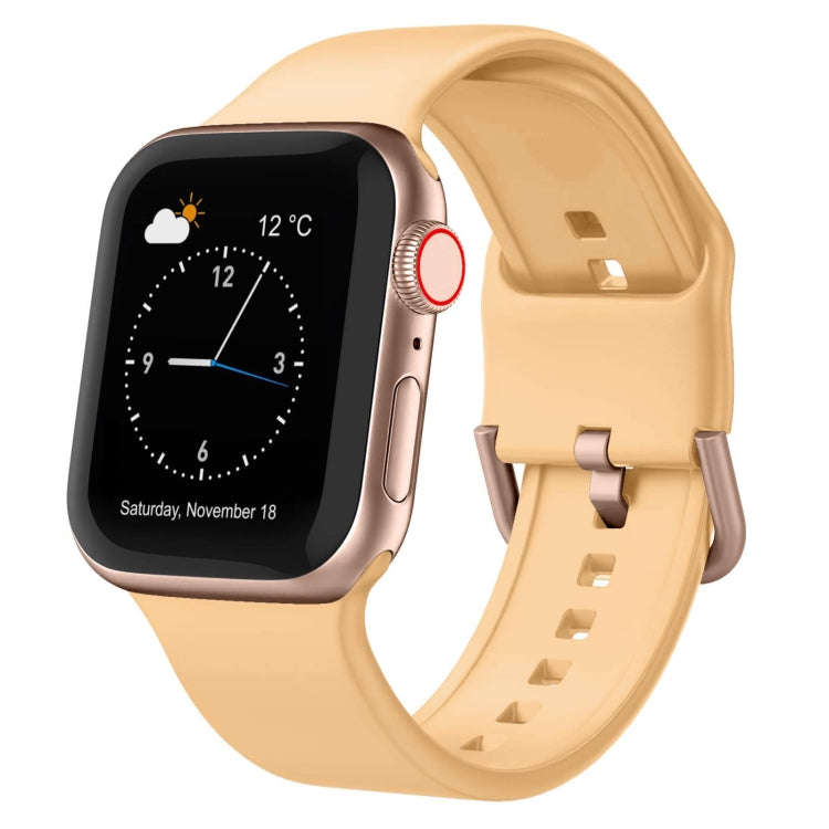 For Apple Watch SE 2022 44mm Pin Buckle Silicone Watch Band(Light Orange)