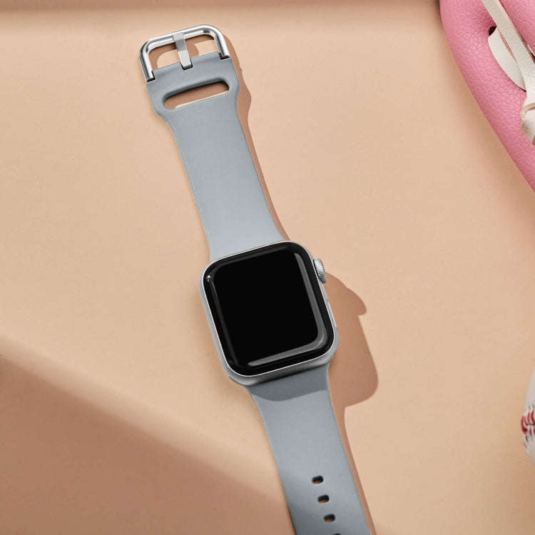 For Apple Watch SE 2022 44mm Pin Buckle Silicone Watch Band(Light Grey)