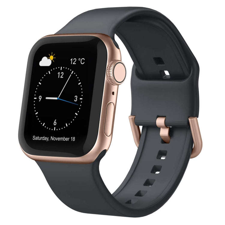 For Apple Watch SE 2022 44mm Pin Buckle Silicone Watch Band(Dark Grey)
