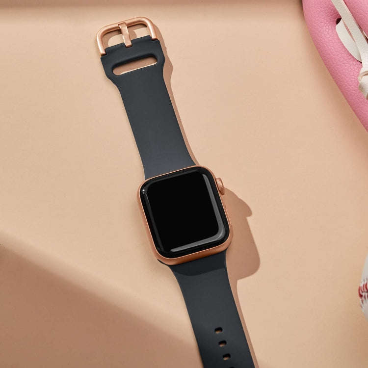 For Apple Watch SE 2022 44mm Pin Buckle Silicone Watch Band(Dark Grey)