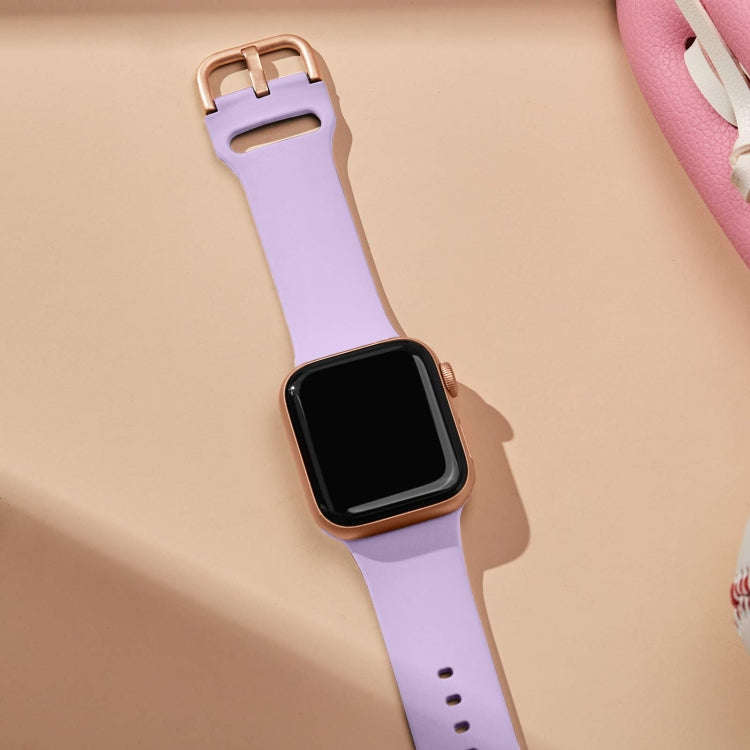 For Apple Watch SE 2022 44mm Pin Buckle Silicone Watch Band(Lavender)