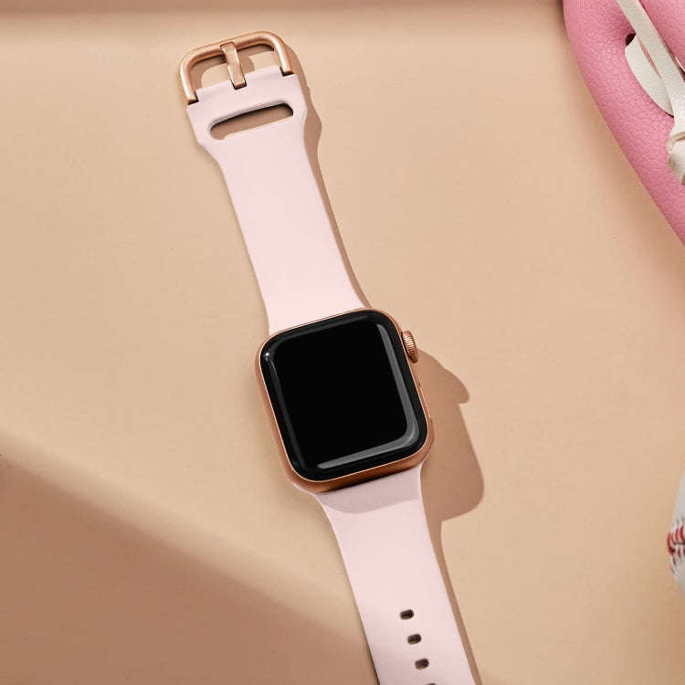 For Apple Watch Series 7 41mm Pin Buckle Silicone Watch Band(Pink Sand)
