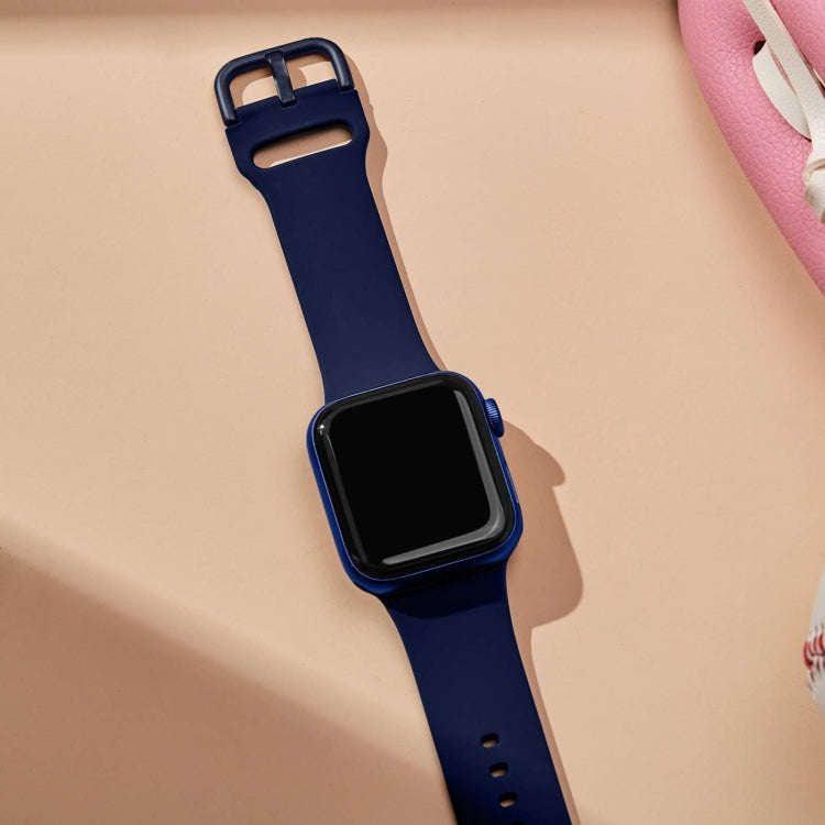 For Apple Watch Series 7 41mm Pin Buckle Silicone Watch Band(Midnight Blue)