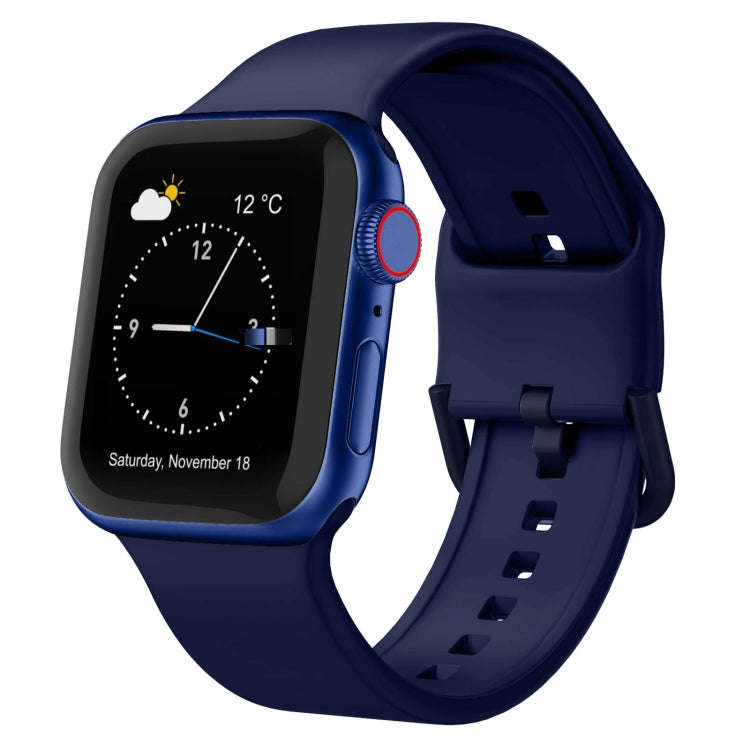 For Apple Watch Series 6 40mm Pin Buckle Silicone Watch Band(Midnight Blue)