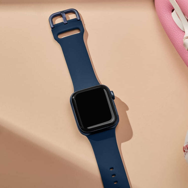 For Apple Watch Series 4 40mm Pin Buckle Silicone Watch Band(Abyss Blue)