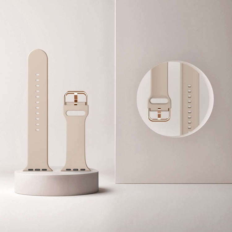 For Apple Watch 38mm Pin Buckle Silicone Watch Band(Milk Tea)