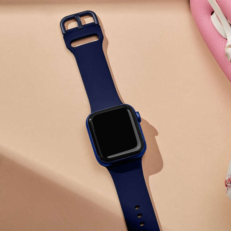 For Apple Watch Ultra 2 49mm Pin Buckle Silicone Watch Band(Midnight Blue)
