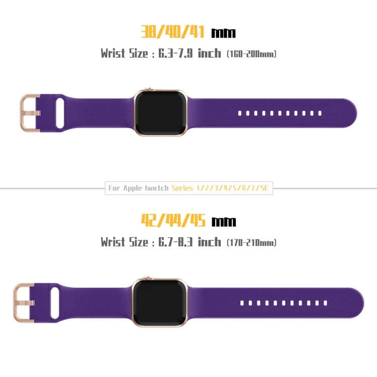 For Apple Watch Series 9 41mm Pin Buckle Silicone Watch Band(Purple)