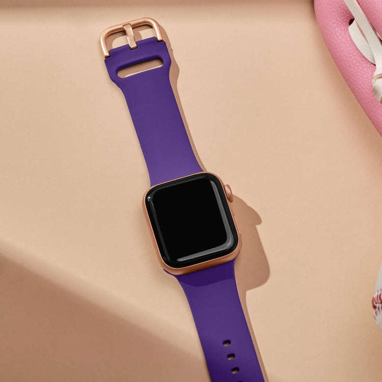 For Apple Watch Series 9 41mm Pin Buckle Silicone Watch Band(Purple)