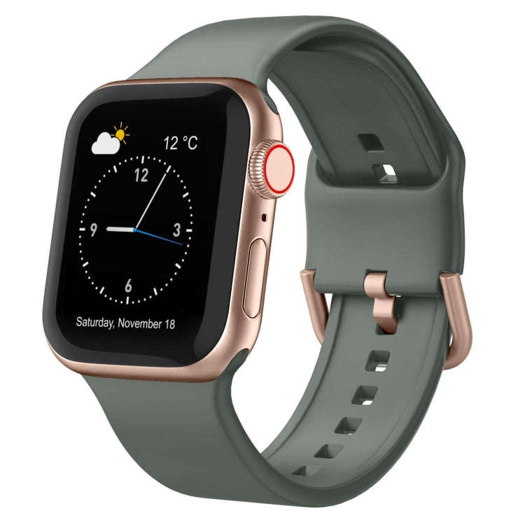 For Apple Watch Series 9 45mm Pin Buckle Silicone Watch Band(Olive)