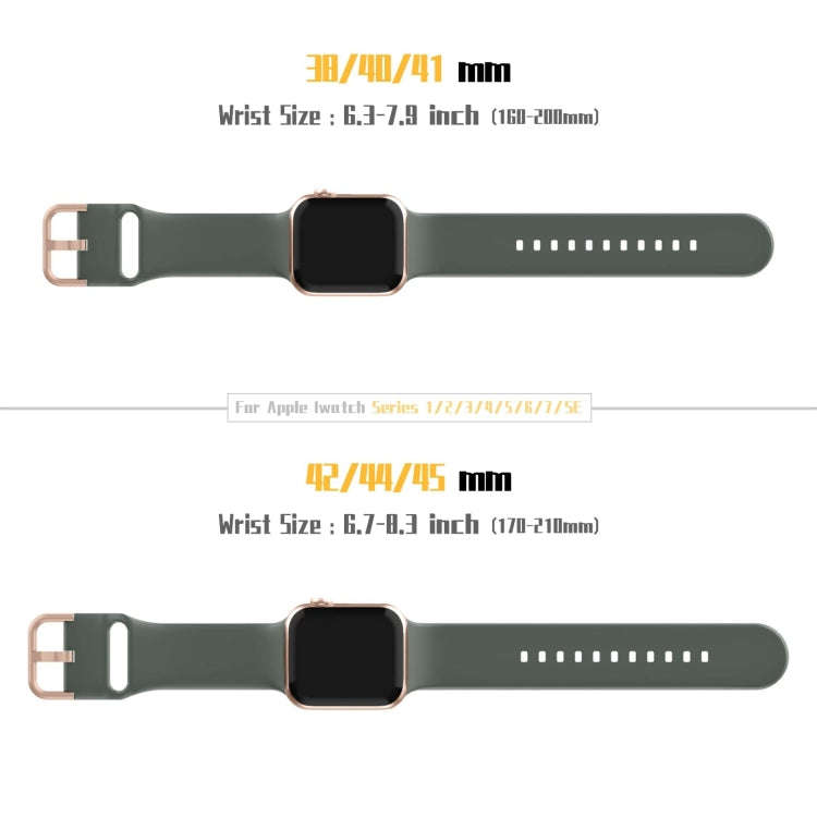 For Apple Watch Series 9 45mm Pin Buckle Silicone Watch Band(Olive)