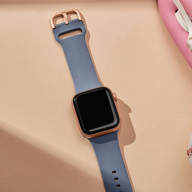 For Apple Watch SE 2023 44mm Pin Buckle Silicone Watch Band(Blue Grey)