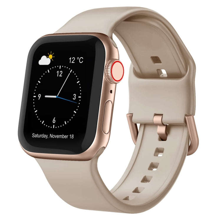 For Apple Watch SE 2023 44mm Pin Buckle Silicone Watch Band(Milk Tea)