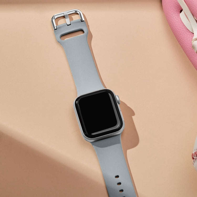 For Apple Watch SE 2023 44mm Pin Buckle Silicone Watch Band(Light Grey)