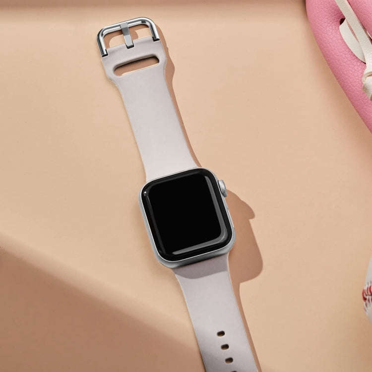 For Apple Watch SE 2023 44mm Pin Buckle Silicone Watch Band(Starlight)