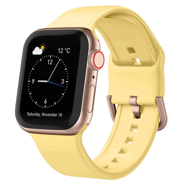 For Apple Watch SE 2023 40mm Pin Buckle Silicone Watch Band(Yellow)