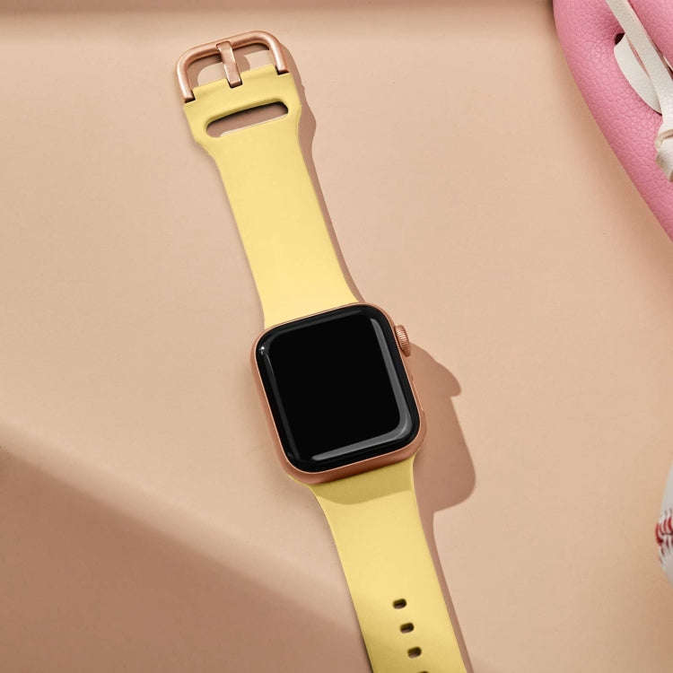 For Apple Watch SE 2023 40mm Pin Buckle Silicone Watch Band(Yellow)