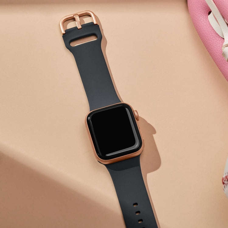 For Apple Watch SE 2023 40mm Pin Buckle Silicone Watch Band(Dark Grey)