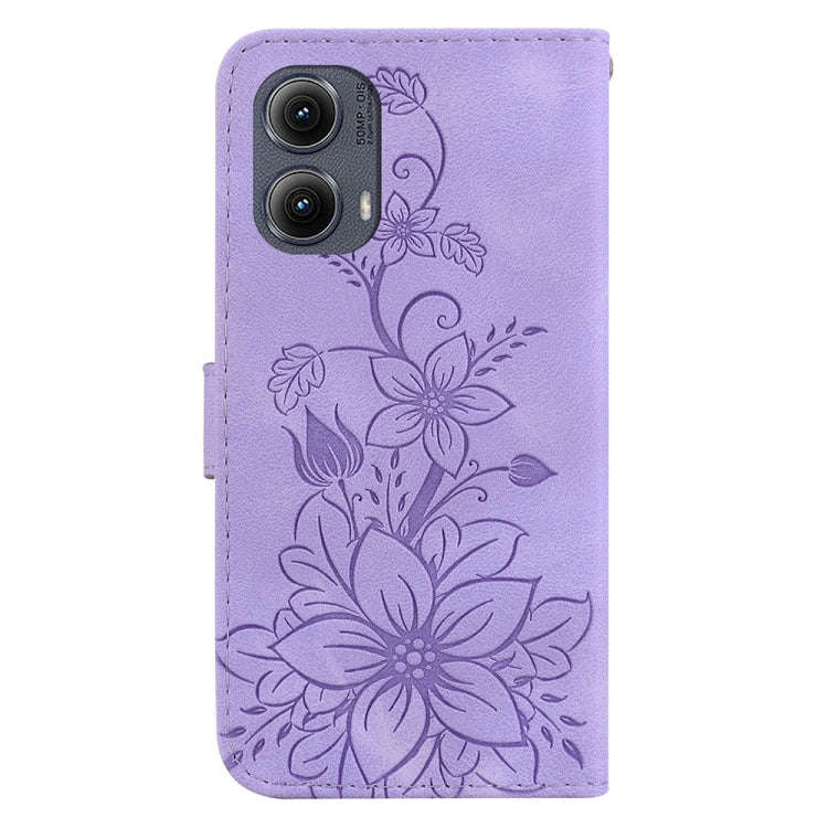 For Motorola Edge 2024 Lily Embossed Leather Phone Case(Purple)