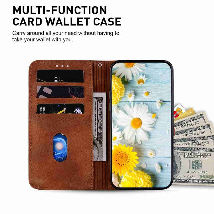For Motorola Moto G04s / Moto E14 Lily Embossed Leather Phone Case(Brown)