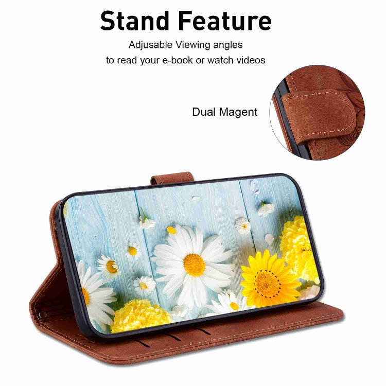 For Motorola Moto G04s / Moto E14 Lily Embossed Leather Phone Case(Brown)