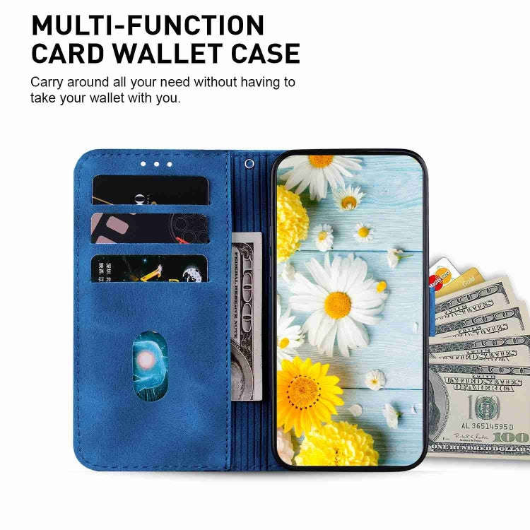 For Motorola Moto G04s / Moto E14 Lily Embossed Leather Phone Case(Dark Blue)