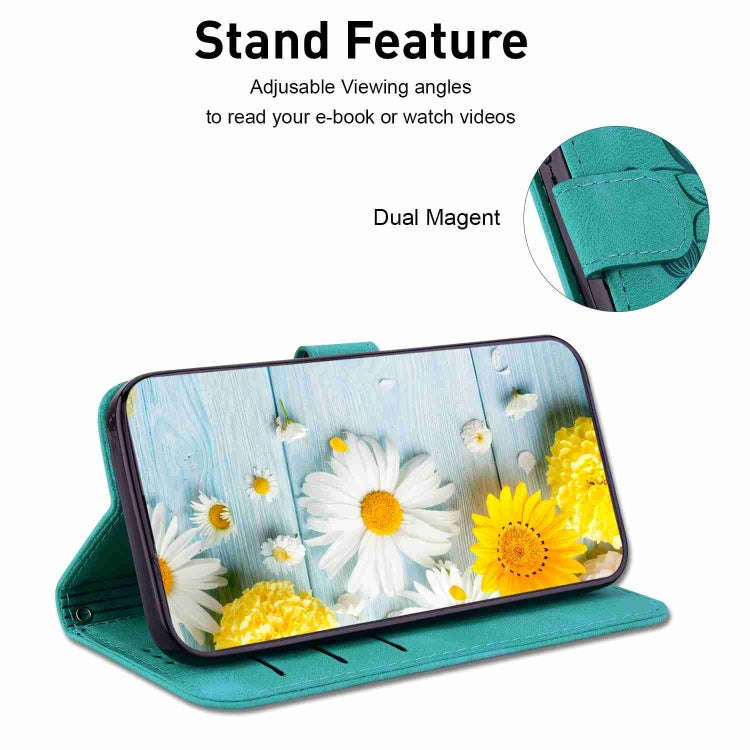 For Motorola Moto G85 Lily Embossed Leather Phone Case(Green)
