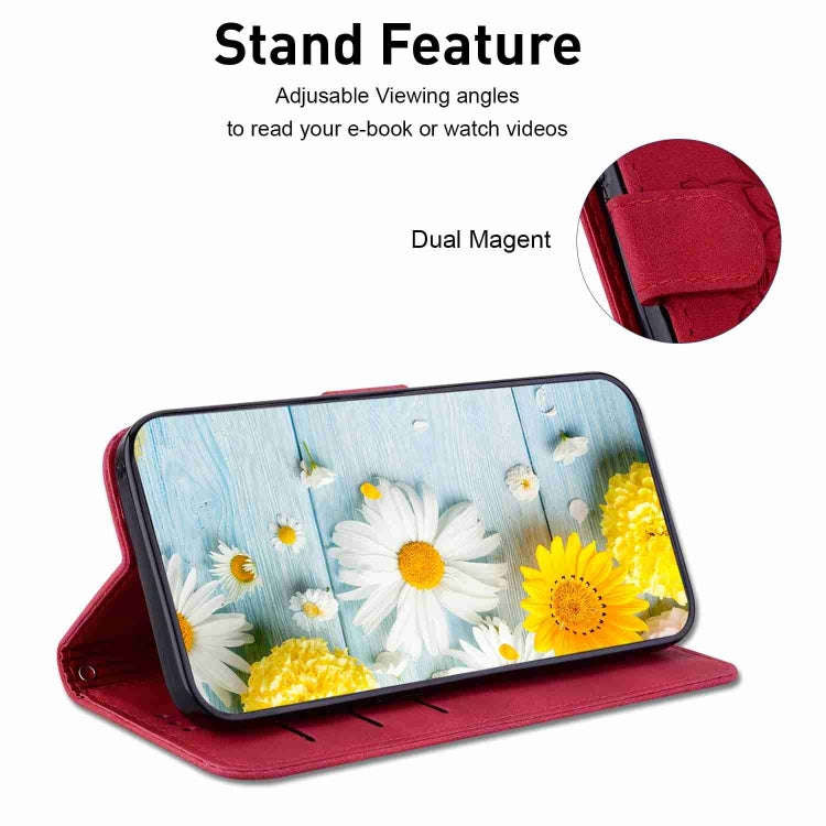 For Motorola Moto G85 Lily Embossed Leather Phone Case(Red)