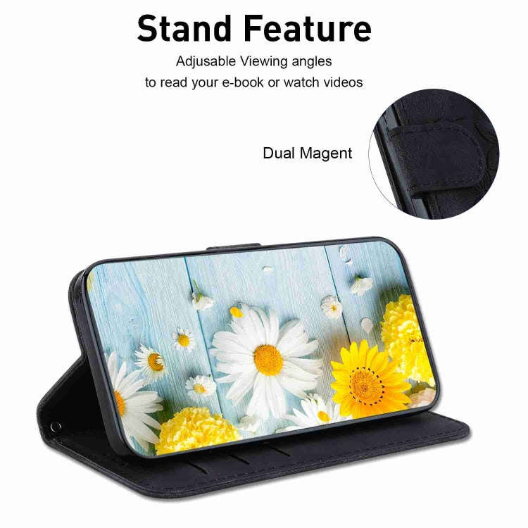 For Motorola Moto G85 Lily Embossed Leather Phone Case(Black)