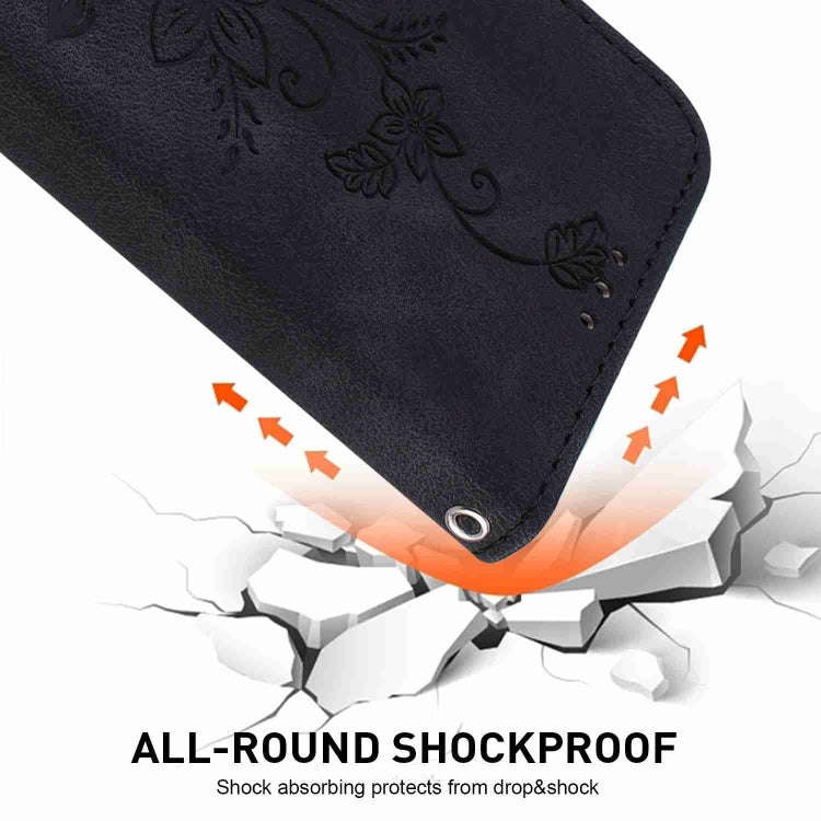For Motorola Moto G85 Lily Embossed Leather Phone Case(Black)