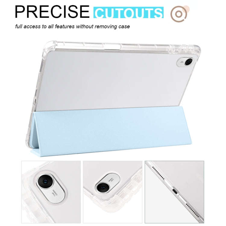 For Huawei MatePad 11.5 2023 3-folding Transparent TPU Smart Leather Tablet Case(Ice Blue)