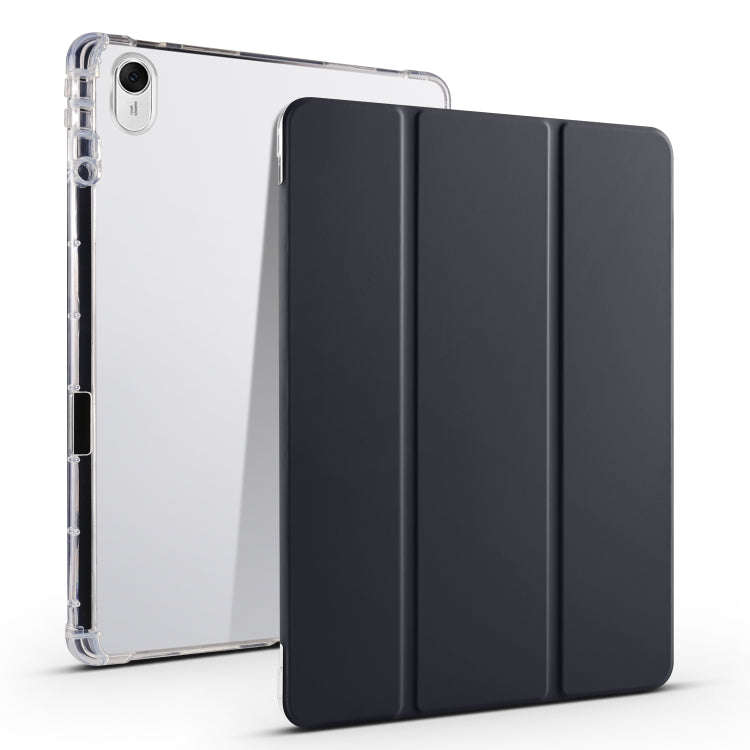 For Huawei MatePad 11.5 2023 3-folding Transparent TPU Smart Leather Tablet Case(Black)