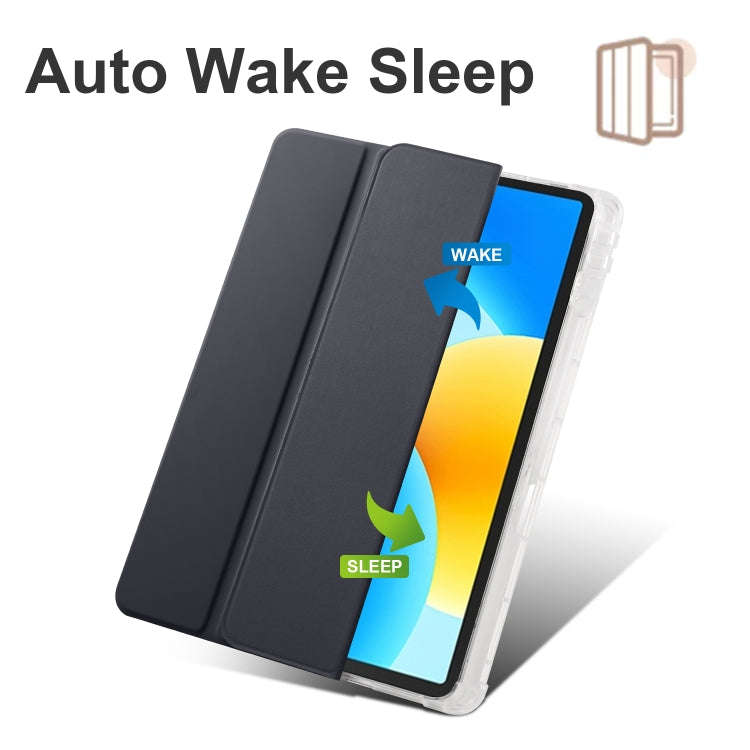 For Huawei MatePad 11.5 2023 3-folding Transparent TPU Smart Leather Tablet Case(Black)
