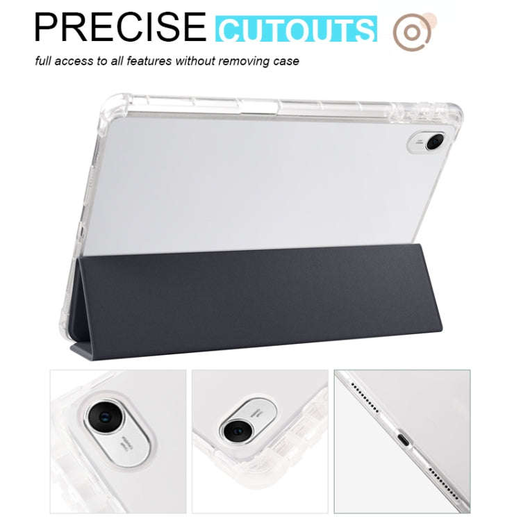 For Huawei MatePad 11.5 2023 3-folding Transparent TPU Smart Leather Tablet Case(Black)