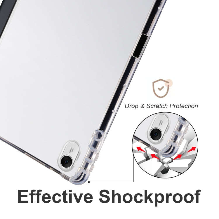 For Huawei MatePad 11.5 2023 3-folding Transparent TPU Smart Leather Tablet Case(Black)