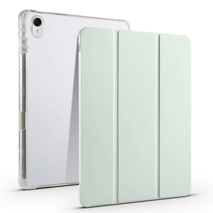 For Huawei MatePad 11.5 2023 3-folding Transparent TPU Smart Leather Tablet Case(Light Green)
