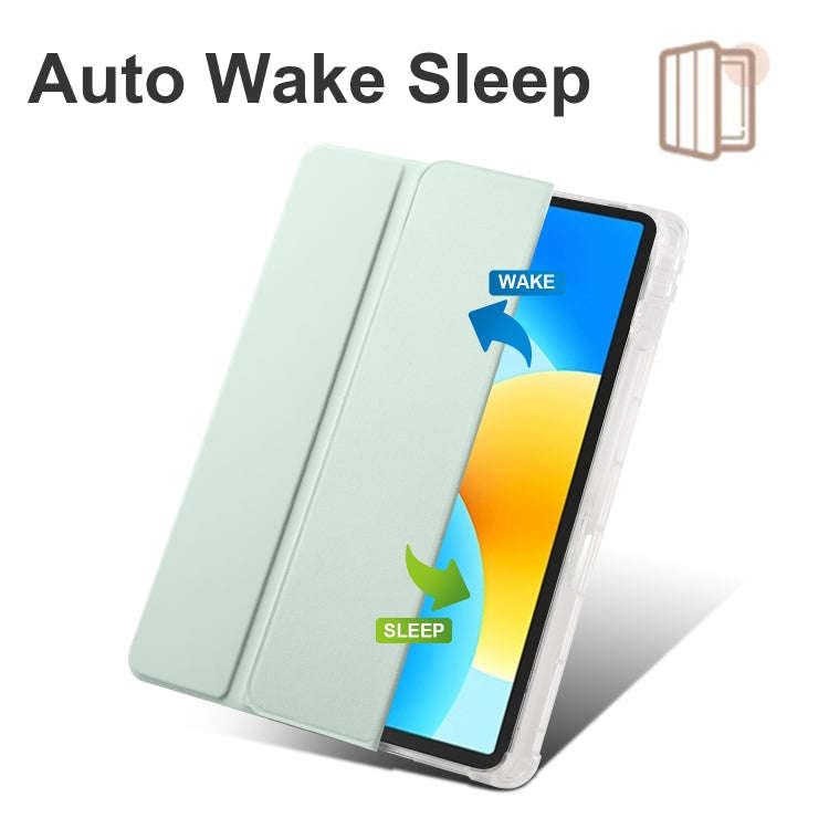For Huawei MatePad 11.5 2023 3-folding Transparent TPU Smart Leather Tablet Case(Light Green)
