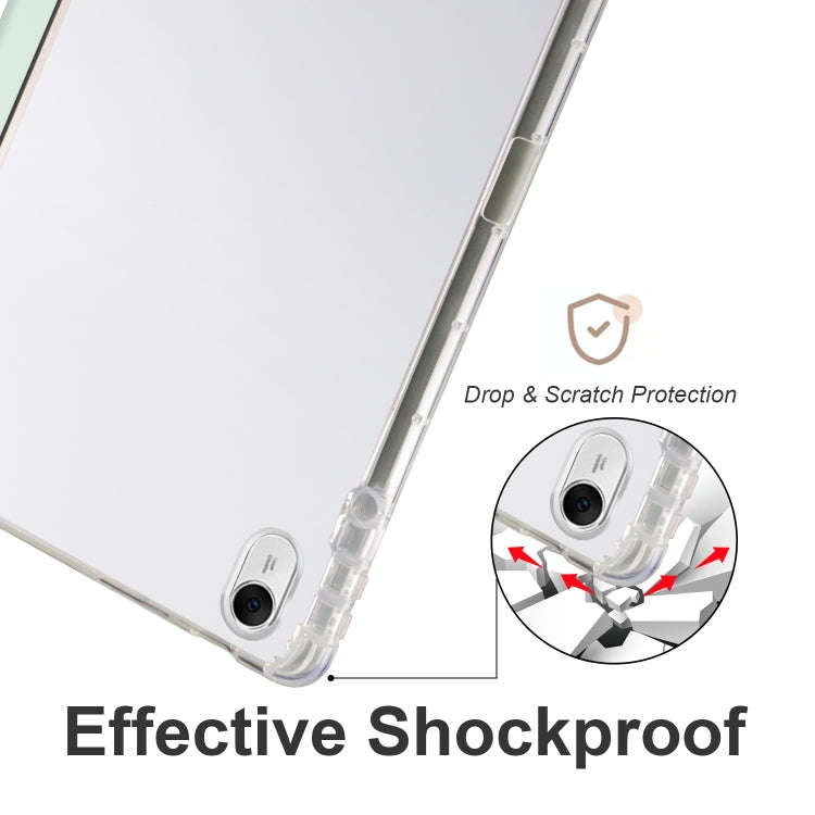 For Huawei MatePad 11.5 2023 3-folding Transparent TPU Smart Leather Tablet Case(Light Green)