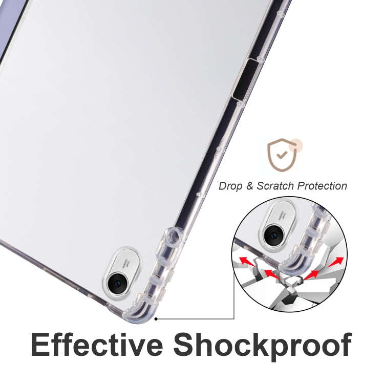 For Huawei MatePad 11.5 2023 3-folding Transparent TPU Smart Leather Tablet Case(Purple)