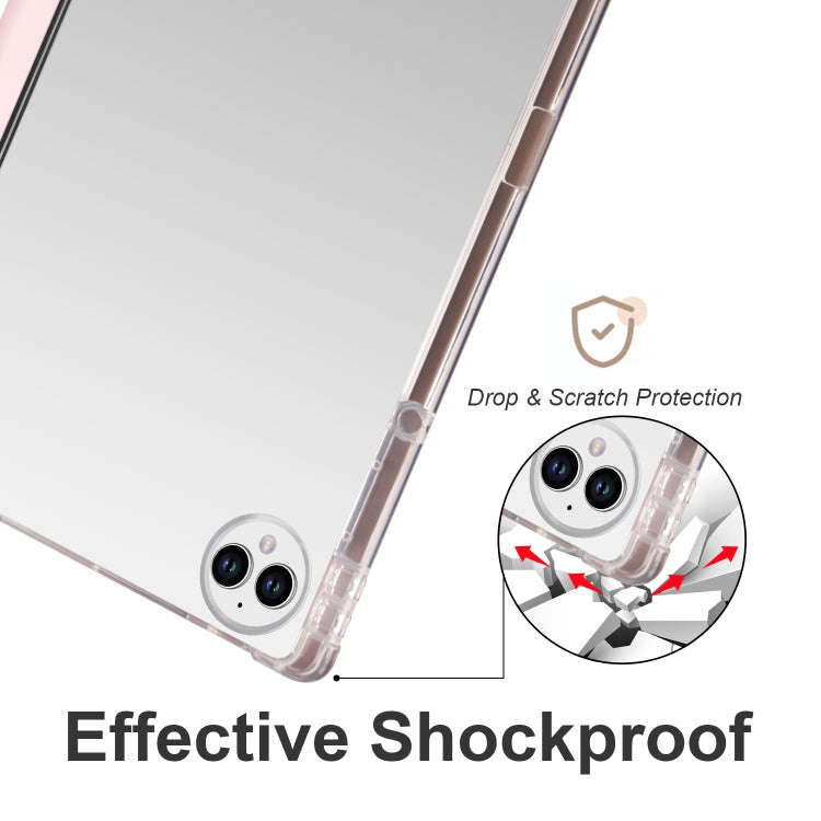 For Huawei MatePad Pro 13.2 2023 3-folding Transparent TPU Smart Leather Tablet Case(Ice Pink)