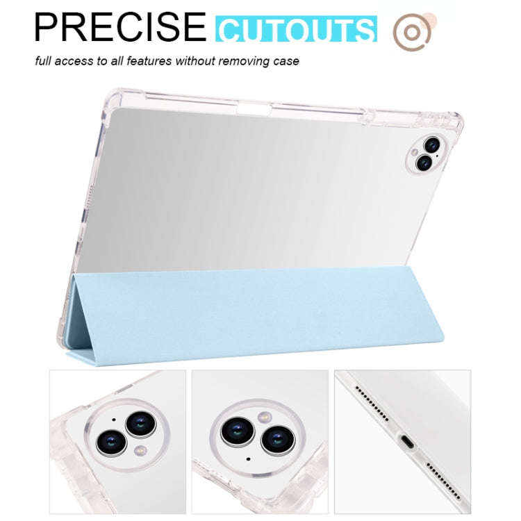 For Huawei MatePad Pro 13.2 2023 3-folding Transparent TPU Smart Leather Tablet Case(Ice Blue)
