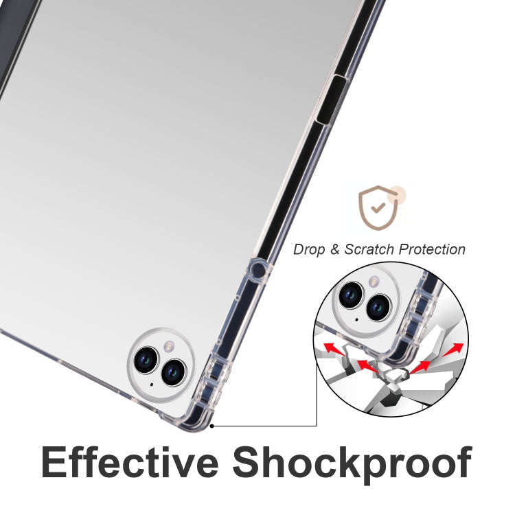 For Huawei MatePad Pro 13.2 2023 3-folding Transparent TPU Smart Leather Tablet Case(Black)
