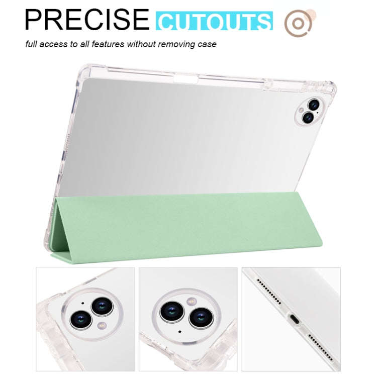 For Huawei MatePad Pro 13.2 2023 3-folding Transparent TPU Smart Leather Tablet Case(Matcha Green)