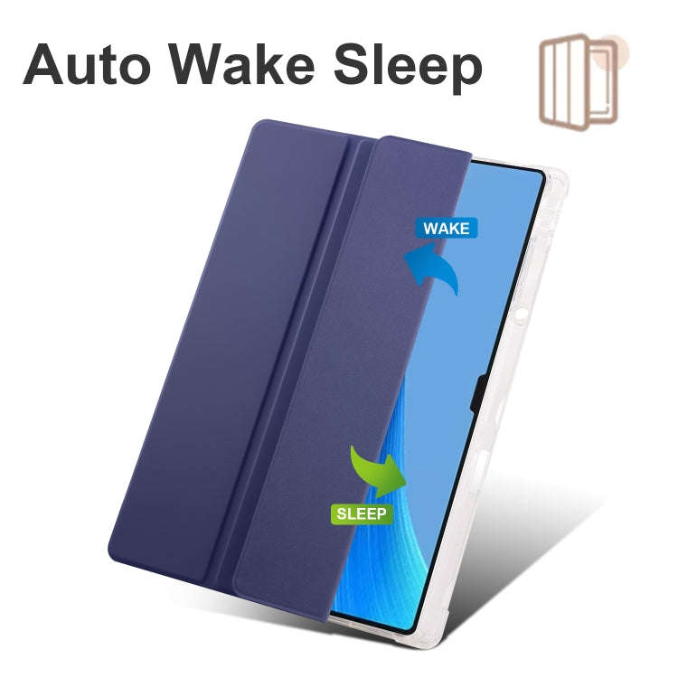 For Huawei MatePad Pro 13.2 2023 3-folding Transparent TPU Smart Leather Tablet Case(Dark Blue)