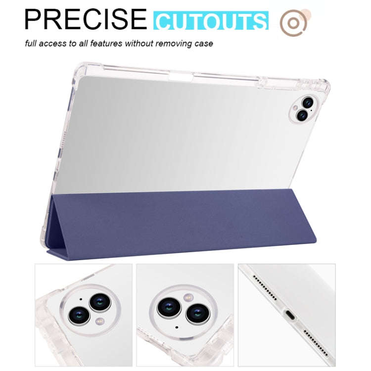 For Huawei MatePad Pro 13.2 2023 3-folding Transparent TPU Smart Leather Tablet Case(Dark Blue)