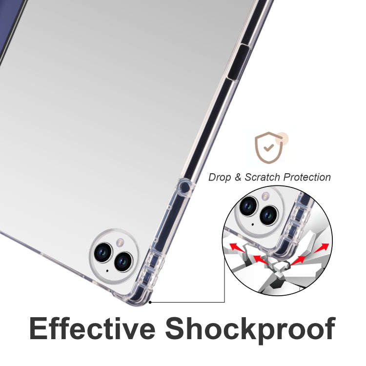 For Huawei MatePad Pro 13.2 2023 3-folding Transparent TPU Smart Leather Tablet Case(Dark Blue)